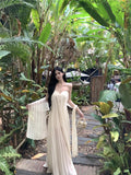 KYLETHOMASW  -  Summer French Vacation Bohemian Chic Dress Women's Lace Tulle Slim Tube Top Dress Backless Sexy Fairy-style Formal Gown Fashion