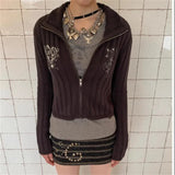 KYLETHOMASW  -  Autumn Winter New Fashion Gothic Rivet Short Jupe Vintage 2000s Aesthetics Spicy Girl Mini Skirt Y2k Harajuku Woolen Skirt 746P