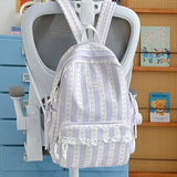 KYLETHOMASW  -  School Student Mochila Dot Bow Stripe Bag Commuter Mochilas Mujer High Capaci Backpacks Lace Backpack Sweet Bolsas Feminina