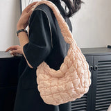 KIylethomasw Korean New Folded Cloud Package Versatile Fashion One Shoulder Handheld Dumpling Large Capacity Down Cotton Underarm Women's Bag