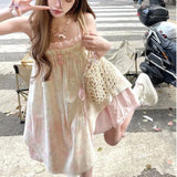 KYLETHOMASW  -  Japanese Fashion Sweet Print Suspender Dress Women Summer Kawaii Harajuku Loose Dresses Aesthetic Vintage Hot Chick Clothes