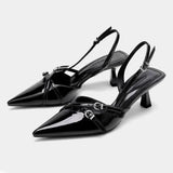 KYLETHOMASW  -  Summer new women fashion sexy luxury brand punk goth pointed heels ladies sling-off heel sandals large size 42