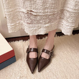 KYLETHOMASW  -  New French Style Low Heel Square Mary Jane Shoes Women's Shoes Slippers Retro Fashionable Small Leather Shoes