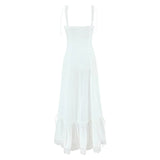 KYLETHOMASW  -  Women Lace Spliced White Spaghetti Straps Long Dress Sexy Elegant Holiday Party Summer Dress Maxi Robe