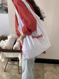 KYLETHOMASW  -  Stripe Blue Large Capacity Canvas Bag For Women New Summer Tote Bag Female Korean Style Y2k Handbag Bolsos De Mujer