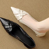 KYLETHOMASW  -  French-style 3cm Hollow-out Pointed-toe Woven Elegant Sandals, Summer Commuting Slip-on Shallow Mouth Elegant Single Shoes