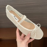 KYLETHOMASW  -  Female Mesh Breathable Ladies Mary Janes Flats Shoes 2025 New Fashion Butterfly-Knot Footwear Women Ballet Flats Dance Shoes
