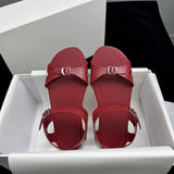 KYLETHOMASW  -  High-quality Women Genuine Leather Buckle Flat Sandal Open Toe Sandals Summer Ladies Simple Beach Shoes Sandalias De Mujer