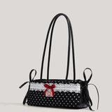KYLETHOMASW  -  Lolita Women Patchwork Lace Shoulder Bags Polka Dot Lace Red Y2k Handbags Ins Sweet Girls Underarm Bag Fashion Aesthetic Purses