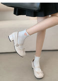 KYLETHOMASW  -  Round Toe JK Women Mary Jane Shoes Ladies Concise Outdoor Butterfly-knot Pumps Spring Autumn Women's Leather Shoes