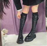 KYLETHOMASW  -  Footwear Lace-up Shoes For Woman Platform Women's Boots With Laces White Long Winter Knee High Shaft Sale Hot Stylish Goth