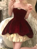 KYLETHOMASW  -  Fashion New Women Vintage Velvet Party Dress Sleeveless Elegant Mesh Patchwork Christmas Short Dress Female Clothes Vestidos