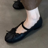 KYLETHOMASW  -  Sweet Bowknot Design Comfort Soft Ballet Flats Women Elegant Dress Shoes Fashion Pleated Shallow Flats Loafers Zapatos De Mujer
