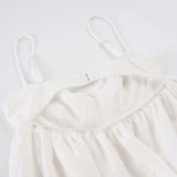 KYLETHOMASW  -  Sweet French A-line Camisole Top Women Summer Spaghetti Strap Babydoll Top Elegant Vacation Backless Tank Top Beach Chic