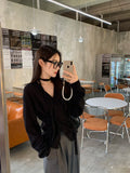 KYLETHOMASW  -   South Korea Chic Cardigan Simple Temperament V-neck Neck Irregular Buckle Waist Slimming Tops Long Sleeve Women Sweater