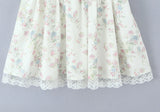 KYLETHOMASW  -  Sexy Floral Print Spliced Lace V neck Ruffles Strap Tank Dress Women Wood ears Low Waist Short Dresses Swing A-lined Robe