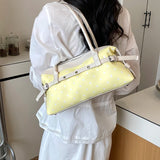 KYLETHOMASW  -  Korean Style Polka Dot Small PU Leather Top Handle Bag Ladies Contrast Color Shoulder Crossbody Bags New Trend Handbag