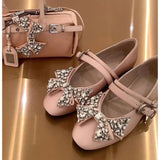 KYLETHOMASW  -  Women's Mary Jane Shoes Exquisite Rhinestone Bow Casual Shoes for Woman Fashion Lolita Flat Shoe Designer Shoes Zapatos De Mujer