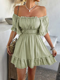 KYLETHOMASW  -  Three Sisters New Fashion Summer Fresh Sweet Birthday Party Holiday Prom Woman Clothing  Solid Color Flare Sleeve Fairy Dress