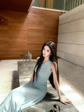 KYLETHOMASW  -  French Sexy Thin Slim Sleeveless Dress Women Summer Holiday Daily Wear Knitted Dresses Elegant Irregular Midi Vestidos A256