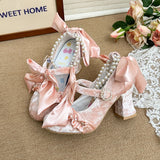 KYLETHOMASW  -  Lolita Elegant Heavywork Gorgeous Bridal High Heel Shoes New Ribbon Hymn Lolita Shoes lo Shoes