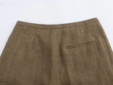 KYLETHOMASW  -  Color Single Breasted Vest Minimalist Casual Pants Retro Linen Texture Coffee Two Pieces Set Women Straight Leg
