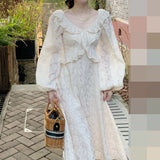 KYLETHOMASW  -  Mermaid princess summer new retro ruffle edge embroidery slim chic dress Hong Kong flavor retro chic skirt