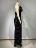 Kylethomasw Women Celebrity Sexy Strapless Backless Ruffles Black Maxi Long Bodycon Dress 2024 Elegant Evening Party Club Dress Vestido