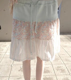 KYLETHOMASW  -  Japanese Floral Print Sweet Knee Length Skirt Women Summer High Waist Lace Up Contrast Color Patchwork Fold A-line Skirt