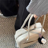 KYLETHOMASW  -  Light Gray Minimalist Handbag Women Pebbled Texture Leather Square Shoulder Bags Ladies Casual Niche Premium Boston Bag