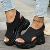 KYLETHOMASW  -  Brand Design Wedge Heel Sandals for Women Summer Knitted Fabric Platform Sandalias Mujer Buckle Thick Sole Gladiator Shoes