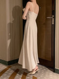 KYLETHOMASW  -  Elegant Spaghetti Straps Champagne Wedding Guest Dress Spring Summer Casual A-line Midi Dresses Evening Party Korea Vestido Muje