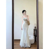 KYLETHOMASW  -  French-style Slimming New Summer Design Sense Tulle Flower Elegant Fishtail Lace Cami Dress