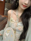 KYLETHOMASW  -  New Design Large Size Women's Dress Set Neck Hanging Strap Dress Meat Hiding Cardigan Unique And Beautiful Casual Wear