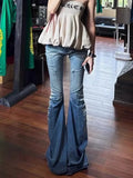KYLETHOMASW  -  Vintage Streetwear High Waist Flare Jeans Women Gyaru Harajuku Trashy Y2K Denim Pants 2000s Slim Trousers Pantalones