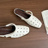 KYLETHOMASW  -  Hollow Women's Sandals Heels Slippers Beach Mules Shoes 2025 Summer Trend Chunky Leather Shoes Casual Flip Flops Mujer Slides