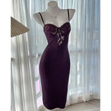 KYLETHOMASW  -  Women's Elegant Lace Patchwork Bodycon Midi Dress Spaghetti Strap V Bust Cocktail Party Dress