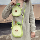KYLETHOMASW  -  Cute Pear Shape Wool Felt Crossbody Bag Handmade Felt Fruit Mini Shoulder Purse Women Girls Small Phone Coin Messenger Bag