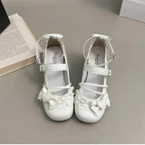 KYLETHOMASW  -  Butterfly-knot Lolita Women Mary Jane Shoes Elegant Round Toe Thick Heel Shoes Ladies Fashion Dress Pumps
