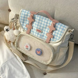 KYLETHOMASW  -  Y2k Transparent Ita Bag Kawaii Large Capacity Mochila Plaid Mochilas Mujer Bolsas Bags for Woman  Student School Backpack