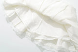 KYLETHOMASW  -  Holiday Front Cross Lacing up Bandage Bow Zipper Waist Mini Skirt Women White Spliced Lace Hem Ruched Swing A-lined Skirts Black