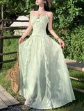 KYLETHOMASW  -  Green Ruffles Sleeveless Bodycon V-neck Summer Holiday Vacation Long Dresses Elegant Printed Party Dress Women Vestidos