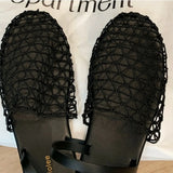 KYLETHOMASW  -  Slippers for Women Summer New Mesh Hollow Out One-piece Strap with Toe Cap Flat Sandals for Women's Mesh Slippers Women