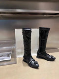 KYLETHOMASW  -  Flower Bow Tie Tied Long Boots with Thick Sole for Slimming Effect, Tall Tube Boots, Street Motorcycle Style Boots