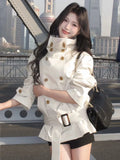 KYLETHOMASW  -  White Standing Collar Windbreaker Women's Short Style Autumn New Item Small Fashionable Temperament Spring and Autumn Coat