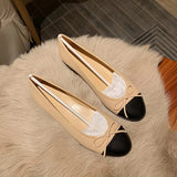 KYLETHOMASW  -  Mixed Color Silver Bowtie Ballets Women Round Toe Flats Office Slip On Loafers Ladies Tweed Cloth Ballerina Bridal Wedding Shoes