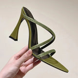 KYLETHOMASW  -  French Pointed Rhinestone Fine Heel Exposed Toe Sexy Nightclub High-heeled Sandals for Women