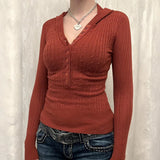 KYLETHOMASW  -  Casual Button Long-Sleeve T-Shirt Hoodie Knitwear for Women Autumn/Winter