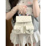 KYLETHOMASW  -  Sweet Cute Y2k Mochila Women Versatile Leather Lightweight Patchwork Chic Backpacks Female Retro Mini Backpack Aesthetic