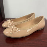 KYLETHOMASW  -  Glossy Red Bow Decor Round Toe Women's Flats and Loafers, Soft Patent Daily Sapato Feminino,Lightweight Commute Zapatos De Mujer